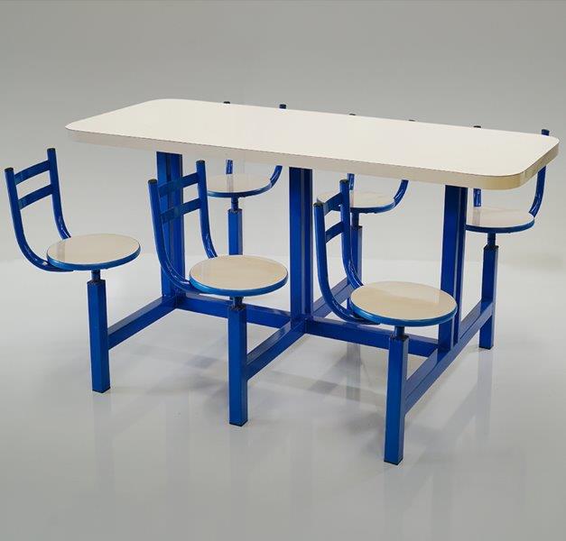 MESA DE REFEITÓRIO INDUSTRIAL BARRA BAIXA COM ENCOSTO